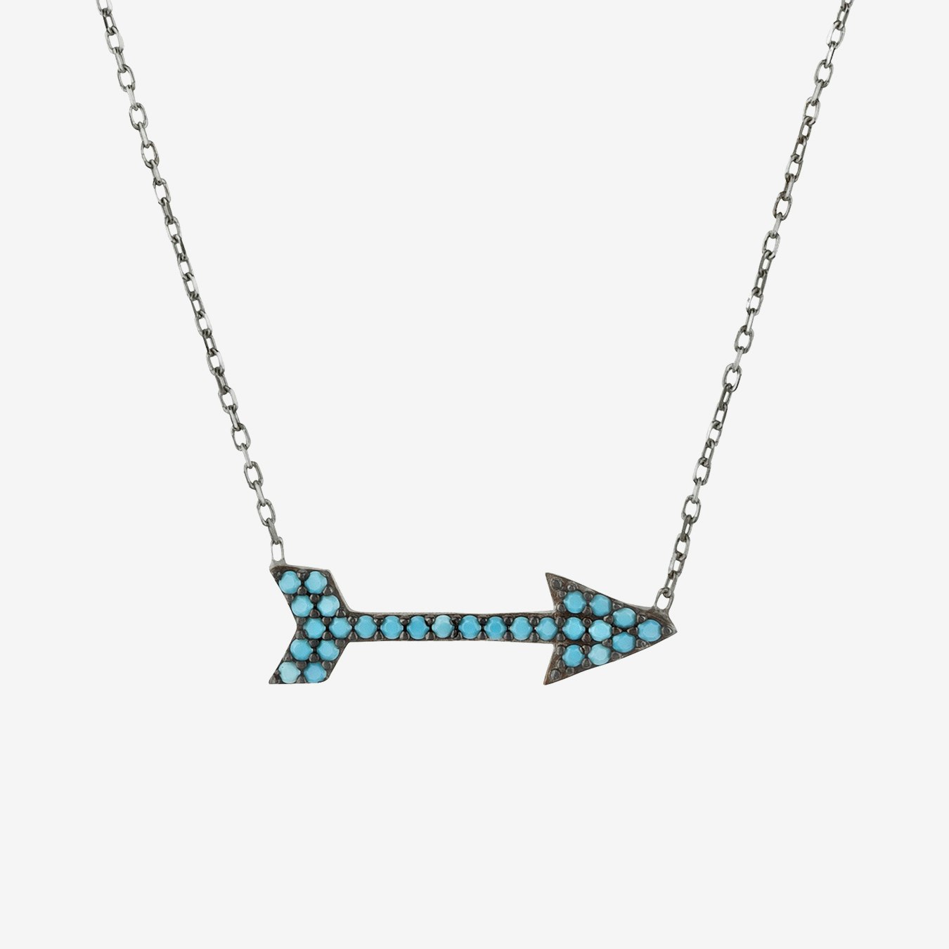 Arrow Gemstone Necklace - Oxidised / Blue - Turquoise by Latelita