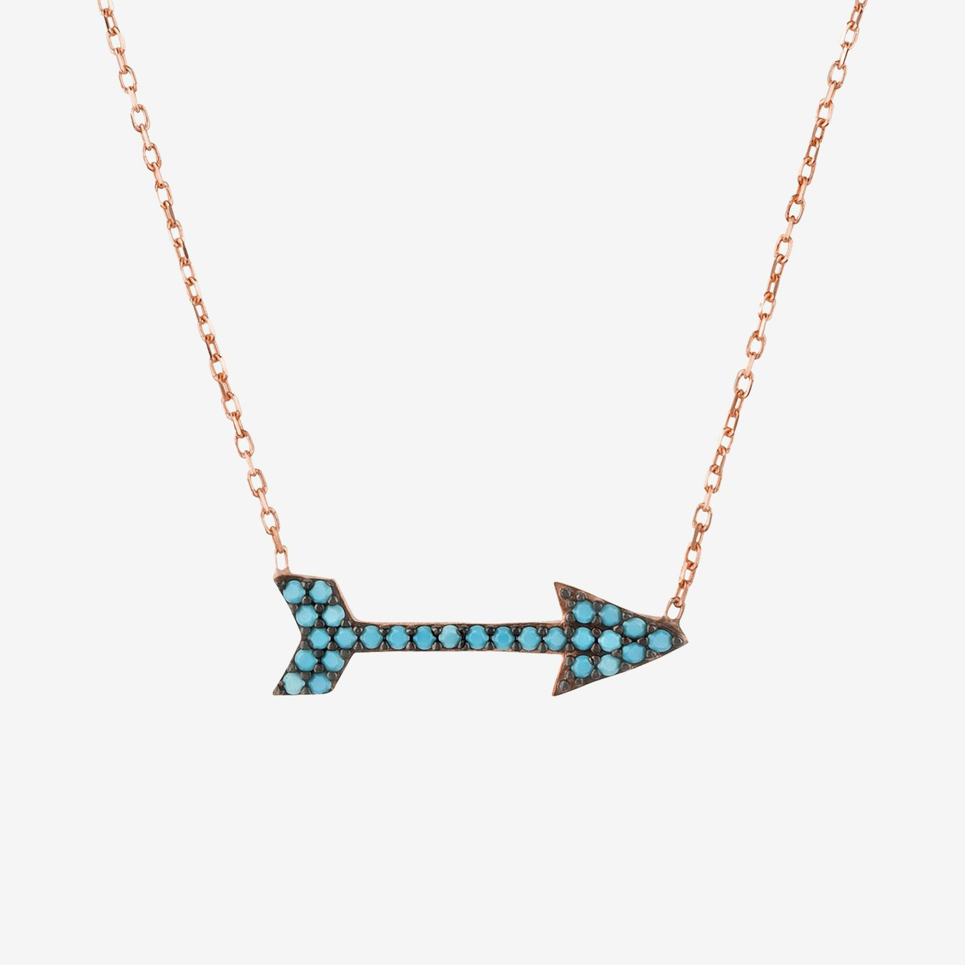 Arrow Gemstone Necklace - Rose Gold / Blue - Turquoise by Latelita