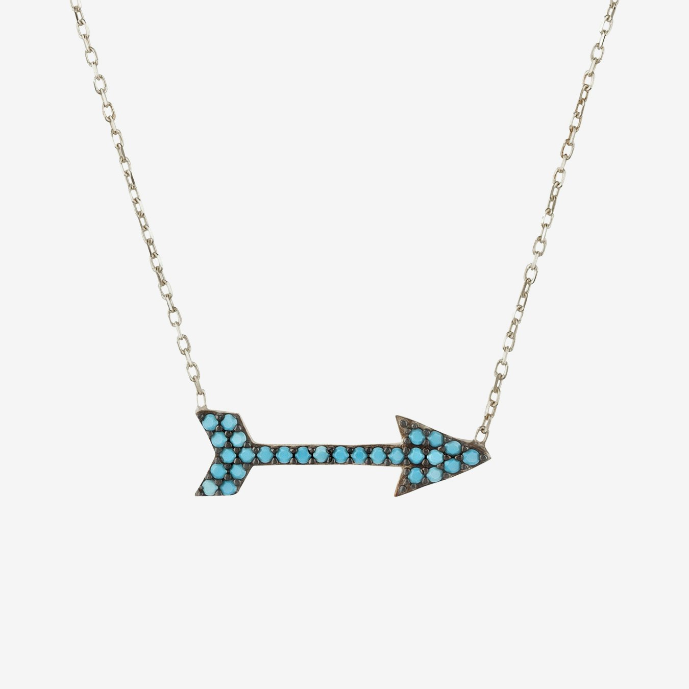 Arrow Gemstone Necklace - Silver / Blue - Turquoise by Latelita