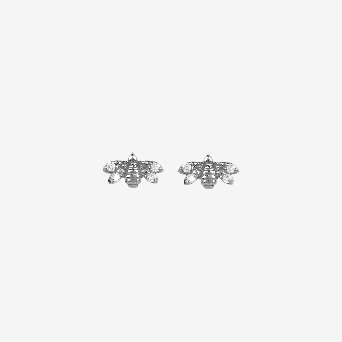 Diamond Mini Bee Stud Earrings - Silver by Latelita
