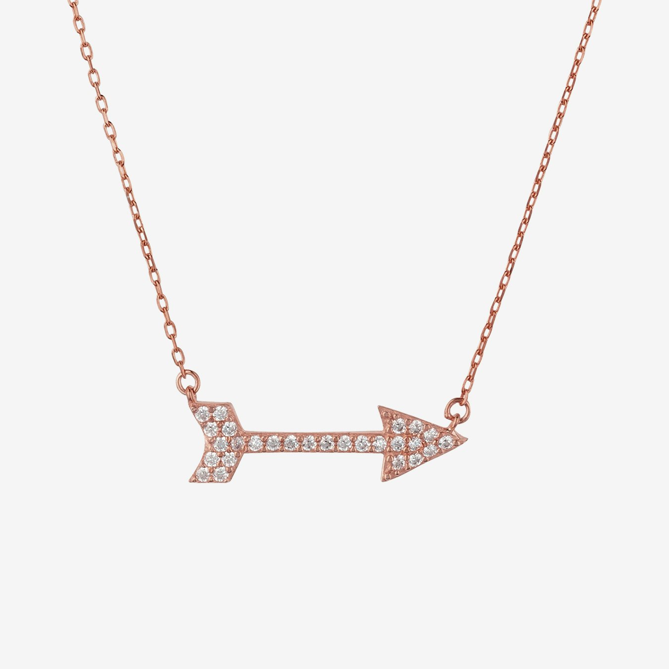 Arrow Necklace - Rose Gold / White - Cubic Zirconia by Latelita