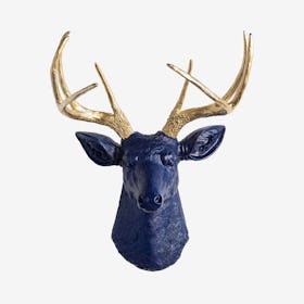 Faux Deer Mount - Navy / Gold