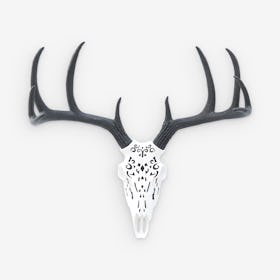 Faux Tribal Deer Skull Mount - White / Black