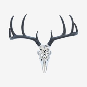 Faux Tribal Deer Skull Mount - Chrome / Black