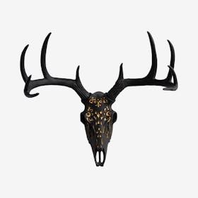 Faux Tribal Deer Skull Mount - Gray / Gold