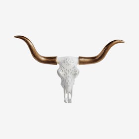 Faux Tribal Texas Longhorn - White / Bronze