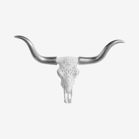 Faux Tribal Texas Longhorn - White / Silver