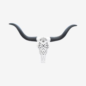 Faux Tribal Texas Longhorn - White / Black