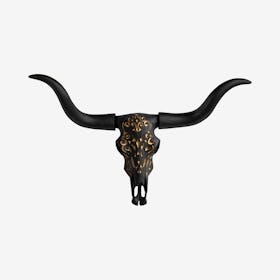 Faux Tribal Texas Longhorn - Charcoal / Gold