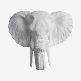 Big Faux Elephant Mount - White