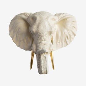 Big Faux Elephant Mount - Cream / Gold