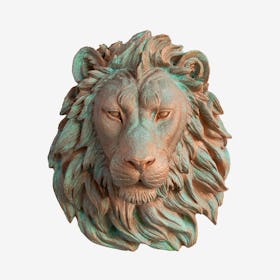 Faux Lion Wall Mount - Copper / Green Patina