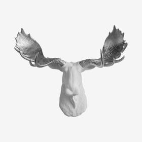 Faux Moose Wall Mount - White / Silver