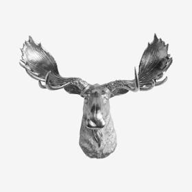 Faux Moose Wall Mount - Silver