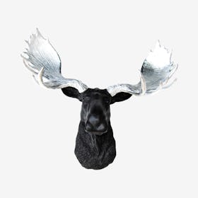 Faux Moose Wall Mount - Black / Chrome