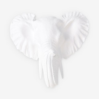 Mini Faux Elephant Mount - White