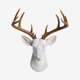 Big Faux Deer Mount - White / Natural