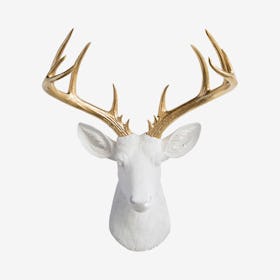 Big Faux Deer Mount - White / Gold