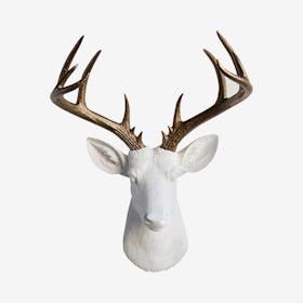 Big Faux Deer Mount - White / Bronze