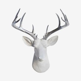 Big Faux Deer Mount - White / Silver