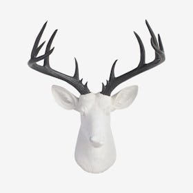 Big Faux Deer Mount - White / Charcoal