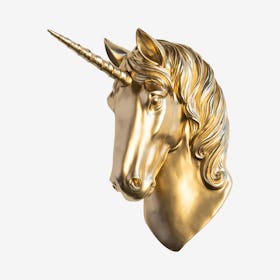 Faux Unicorn Wall Plaque - Gold