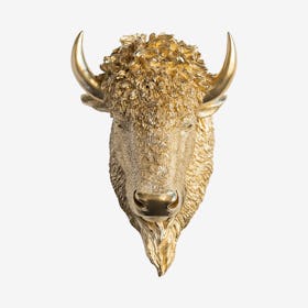 Faux Bison Wall Mount - Gold