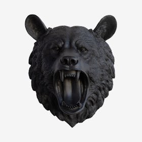 Faux Lodge Bear Wall Mount - Black