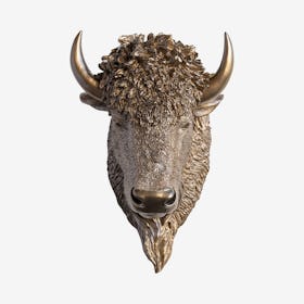 Faux Bison Wall Mount - Bronze