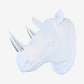Faux Rhino Wall Mount - White / Chrome