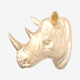Faux Rhino Wall Mount - Gold