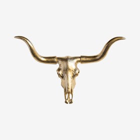 Faux Texas Longhorn Skull Wall Mount - Gold