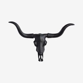 Faux Texas Longhorn Skull Wall Mount - Black