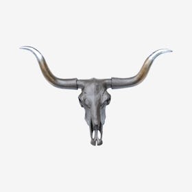 Faux Texas Longhorn Skull Wall Mount - Bronze / Chrome Ombre