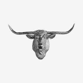 Faux Texas Longhorn Wall Mount - Silver