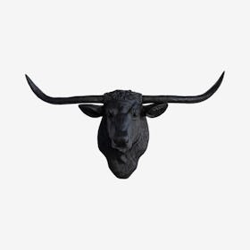 Faux Texas Longhorn Wall Mount - Black