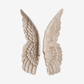 Faux Angel Wing Wall Mounts - Ivory - Set of 2