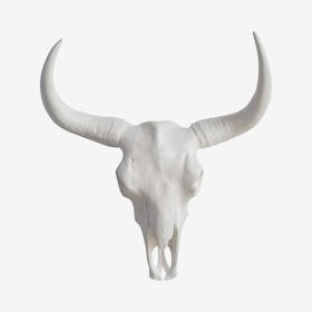 Faux Bison Skull Wall Mount - White