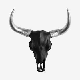 Faux Bison Skull Wall Mount - Black / Silver