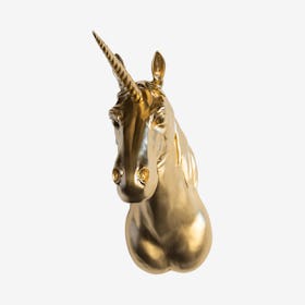 Faux Unicorn Wall Mount - Gold