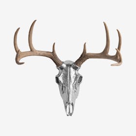 Faux Deer Skull - Chrome / Natural