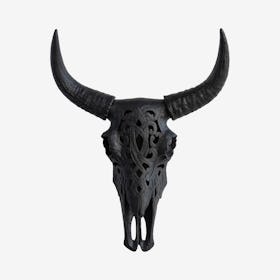 Faux Tribal Cow Skull - Black