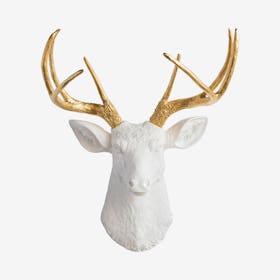 Faux Deer Mount - White / Gold