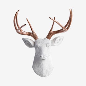 Faux Deer Mount - White / Rose Gold