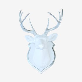 Faux Deer Mount - White / Chrome