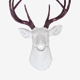 Faux Deer Mount - White / Wine