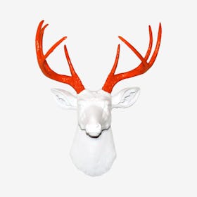 Faux Deer Mount - White / Fire Orange