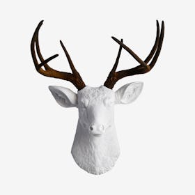 Faux Deer Mount - White / Rust