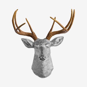 Faux Deer Mount - Chrome / Natural