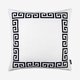 Geometric Greek Key Square Throw Pillow Cover - White / Black